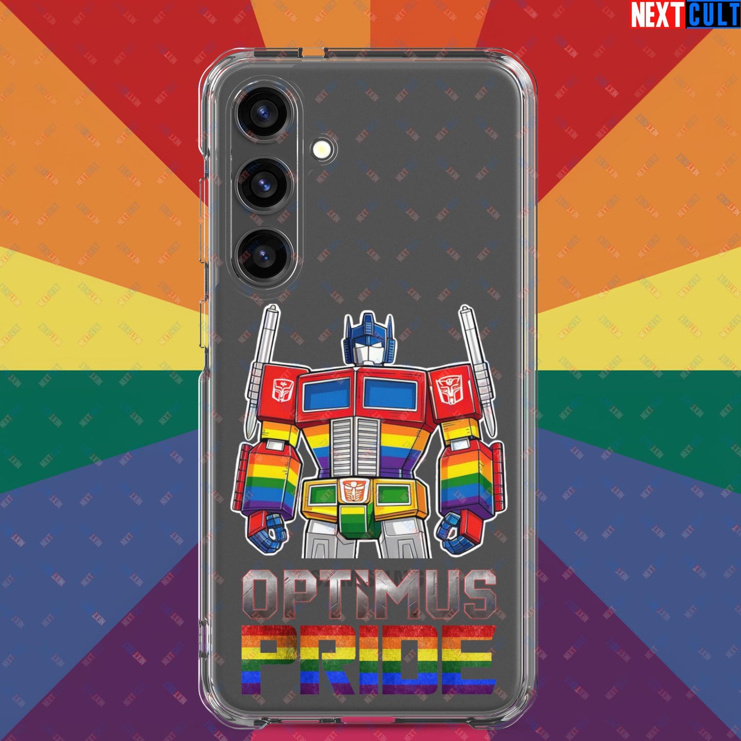 Optimus Pride Transformer Gay Pride Funny LGBTQ+ Clear Case for Samsung Samsung Galaxy S24 Plus Mobile Phone Cases LGBTQ+ Movies Transformers Next Cult Brand