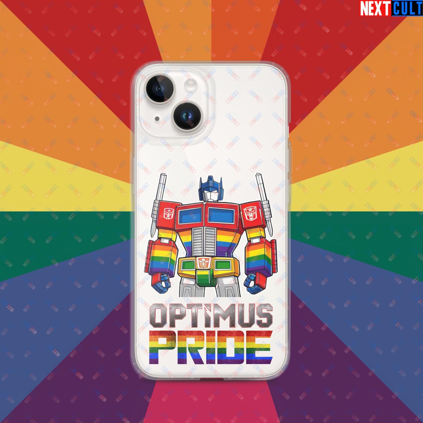 Optimus Pride Transformer Gay Pride Funny LGBTQ+ Clear Case for iPhone iPhone 14 Mobile Phone Cases LGBTQ+ Movies Transformers Next Cult Brand