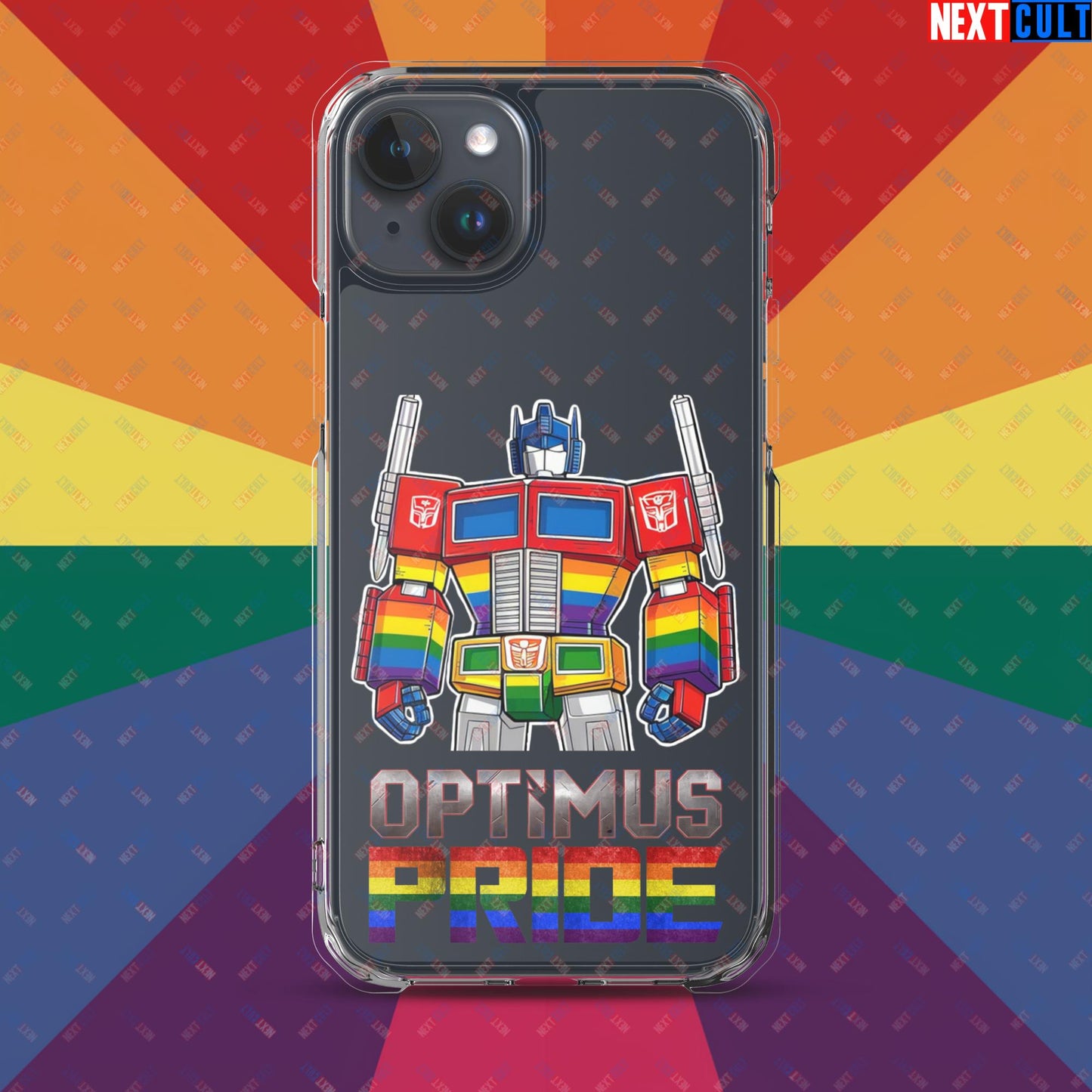 Optimus Pride Transformer Gay Pride Funny LGBTQ+ Clear Case for iPhone iPhone 15 Plus Mobile Phone Cases LGBTQ+ Movies Transformers Next Cult Brand