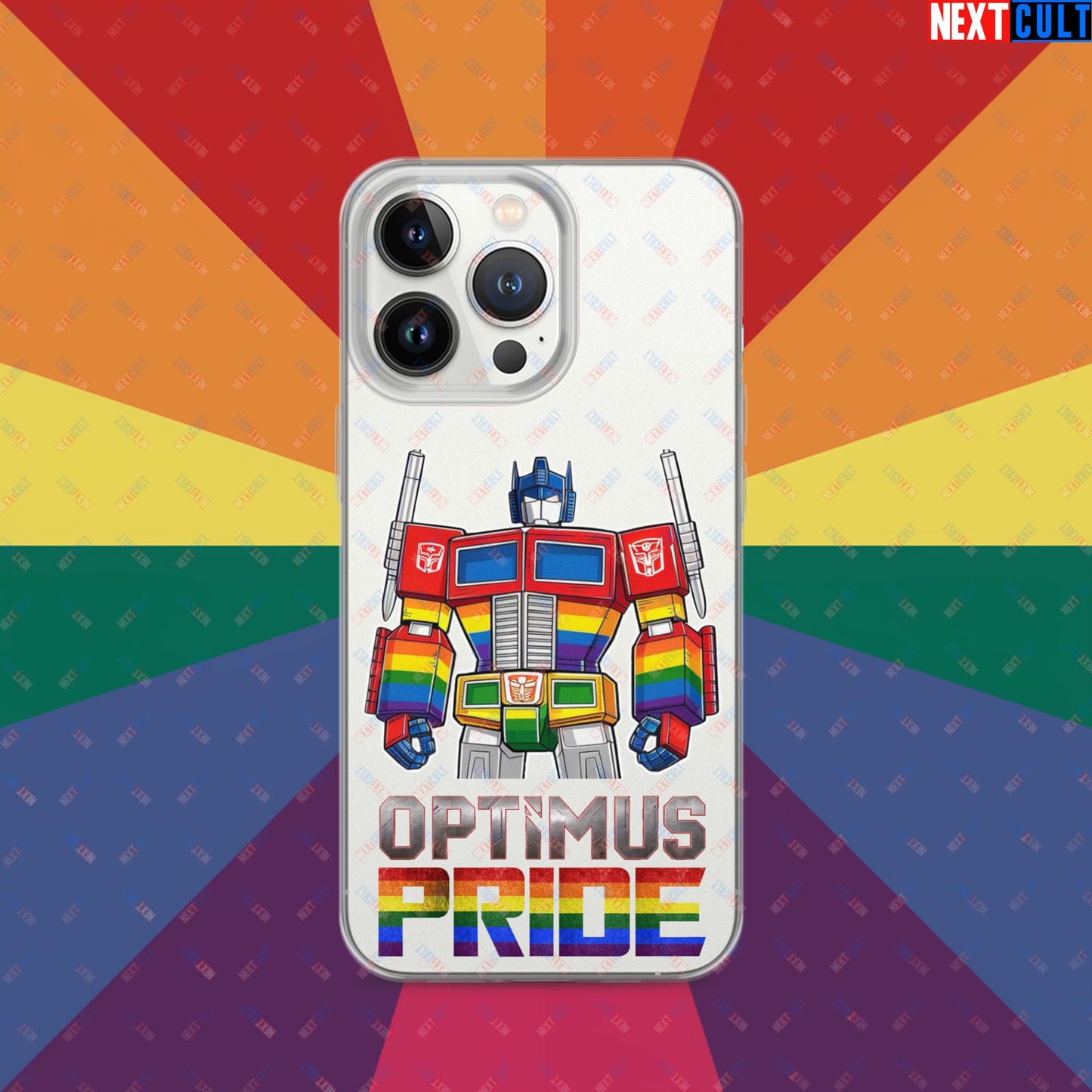 Optimus Pride Transformer Gay Pride Funny LGBTQ+ Clear Case for iPhone iPhone 13 Pro Mobile Phone Cases LGBTQ+ Movies Transformers Next Cult Brand