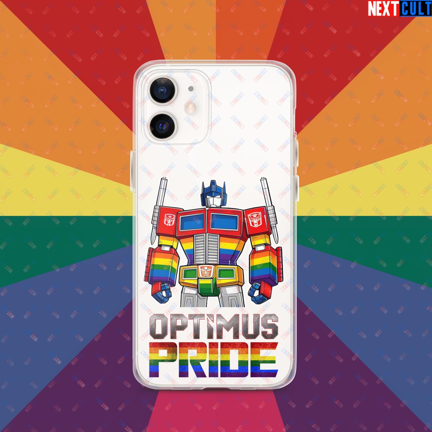 Optimus Pride Transformer Gay Pride Funny LGBTQ+ Clear Case for iPhone iPhone 12 Mobile Phone Cases LGBTQ+ Movies Transformers Next Cult Brand