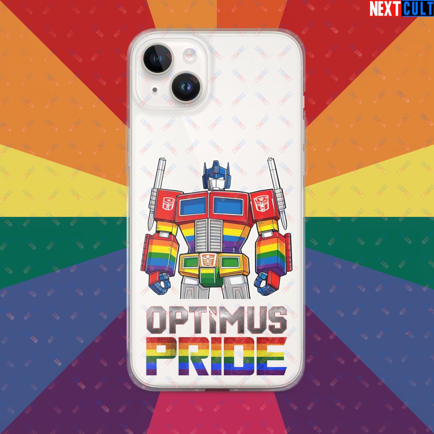 Optimus Pride Transformer Gay Pride Funny LGBTQ+ Clear Case for iPhone iPhone 14 Plus Mobile Phone Cases LGBTQ+ Movies Transformers Next Cult Brand