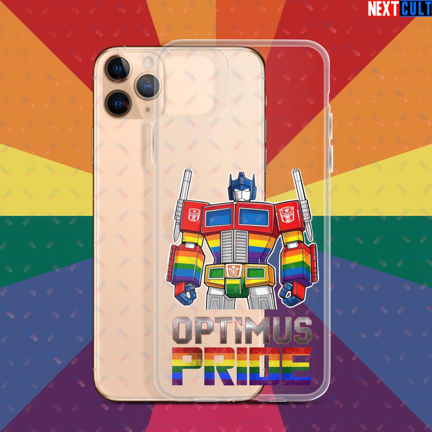 Optimus Pride Transformer Gay Pride Funny LGBTQ+ Clear Case for iPhone iPhone 11 Pro Max Mobile Phone Cases LGBTQ+ Movies Transformers Next Cult Brand