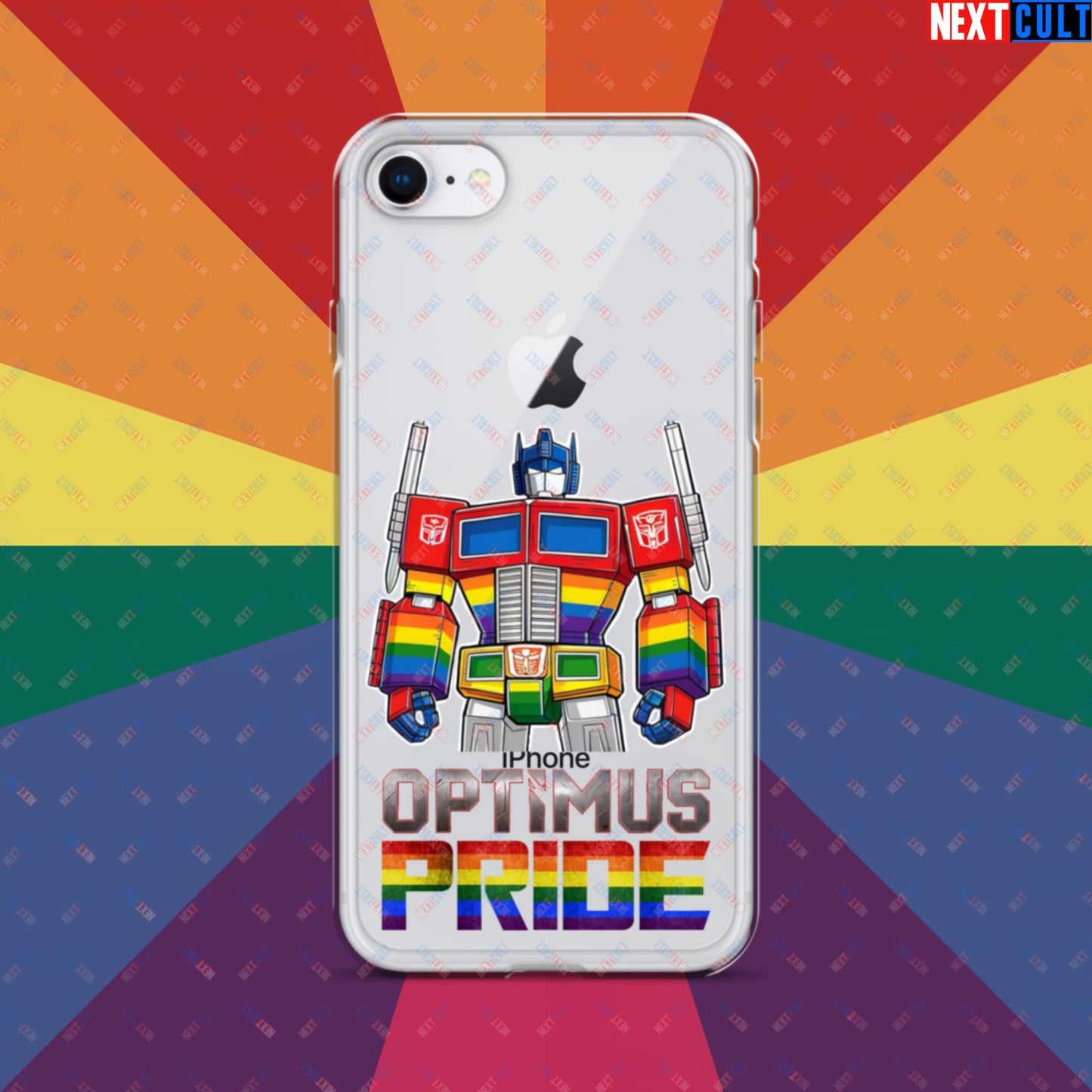 Optimus Pride Transformer Gay Pride Funny LGBTQ+ Clear Case for iPhone iPhone 7 8 Mobile Phone Cases LGBTQ+ Movies Transformers Next Cult Brand