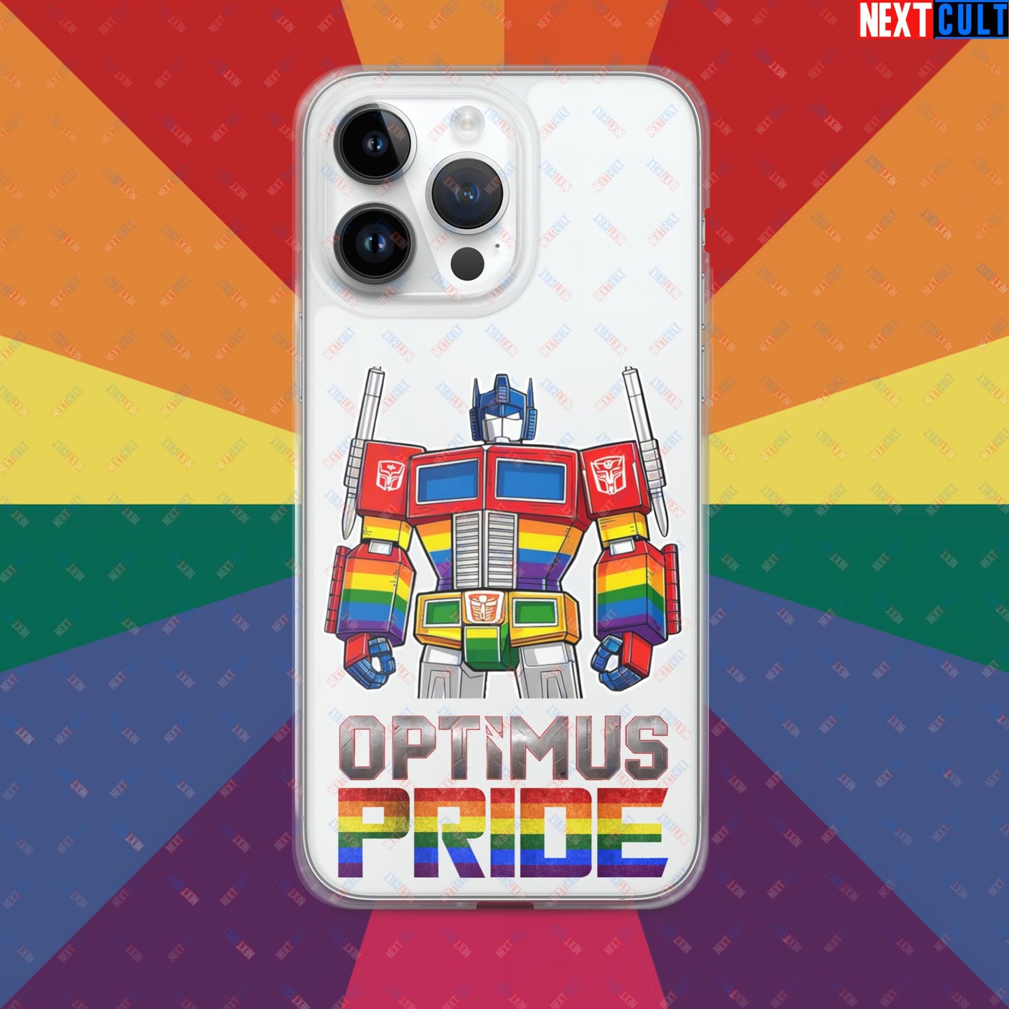 Optimus Pride Transformer Gay Pride Funny LGBTQ+ Clear Case for iPhone iPhone 14 Pro Max Mobile Phone Cases LGBTQ+ Movies Transformers Next Cult Brand