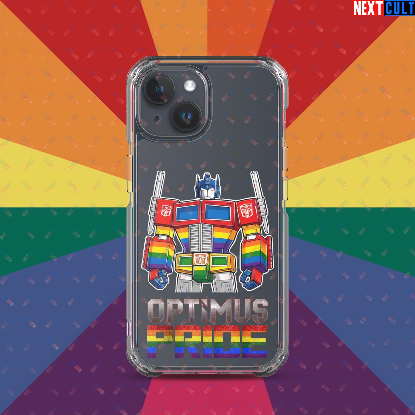 Optimus Pride Transformer Gay Pride Funny LGBTQ+ Clear Case for iPhone iPhone 15 Mobile Phone Cases LGBTQ+ Movies Transformers Next Cult Brand