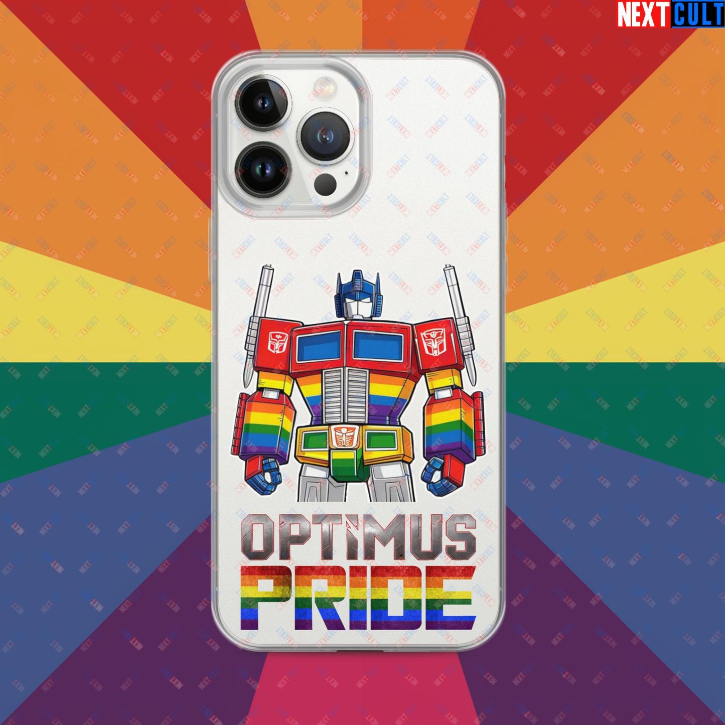Optimus Pride Transformer Gay Pride Funny LGBTQ+ Clear Case for iPhone iPhone 13 Pro Max Mobile Phone Cases LGBTQ+ Movies Transformers Next Cult Brand