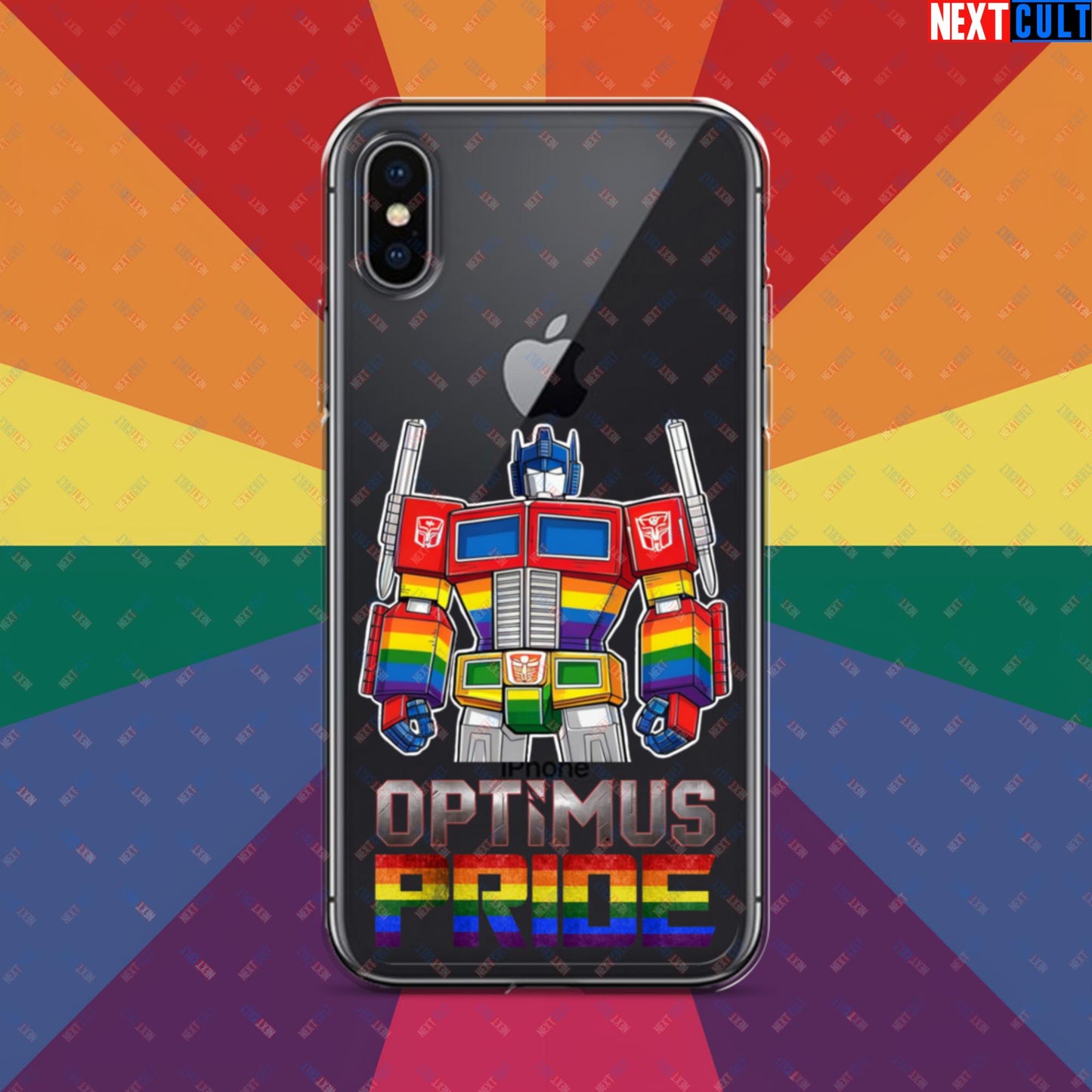 Optimus Pride Transformer Gay Pride Funny LGBTQ+ Clear Case for iPhone iPhone X XS Mobile Phone Cases LGBTQ+ Movies Transformers Next Cult Brand