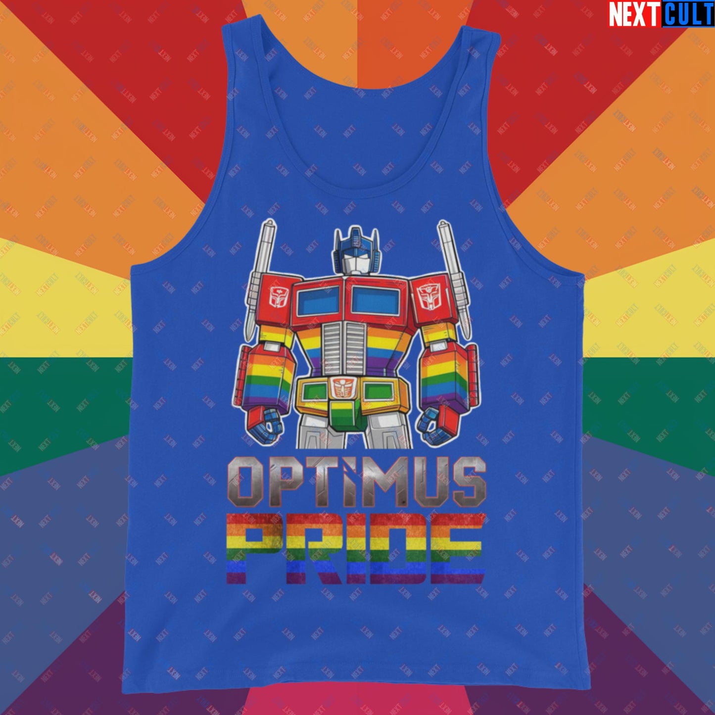 Optimus Pride Transformer Gay Pride Funny LGBTQ+ Tank Top True Royal Tank Tops LGBTQ+ Movies Transformers Next Cult Brand