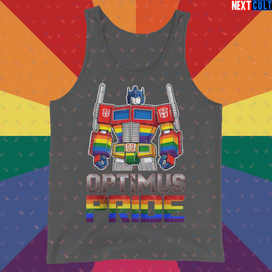 Optimus Pride Transformer Gay Pride Funny LGBTQ+ Tank Top Asphalt Tank Tops LGBTQ+ Movies Transformers Next Cult Brand