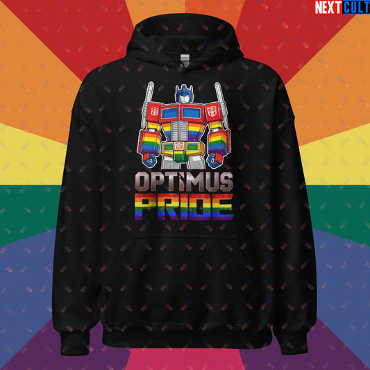 Optimus Pride Transformer Gay Pride Funny LGBTQ+ Unisex Hoodie Black Hoodies LGBTQ+ Movies Transformers Next Cult Brand
