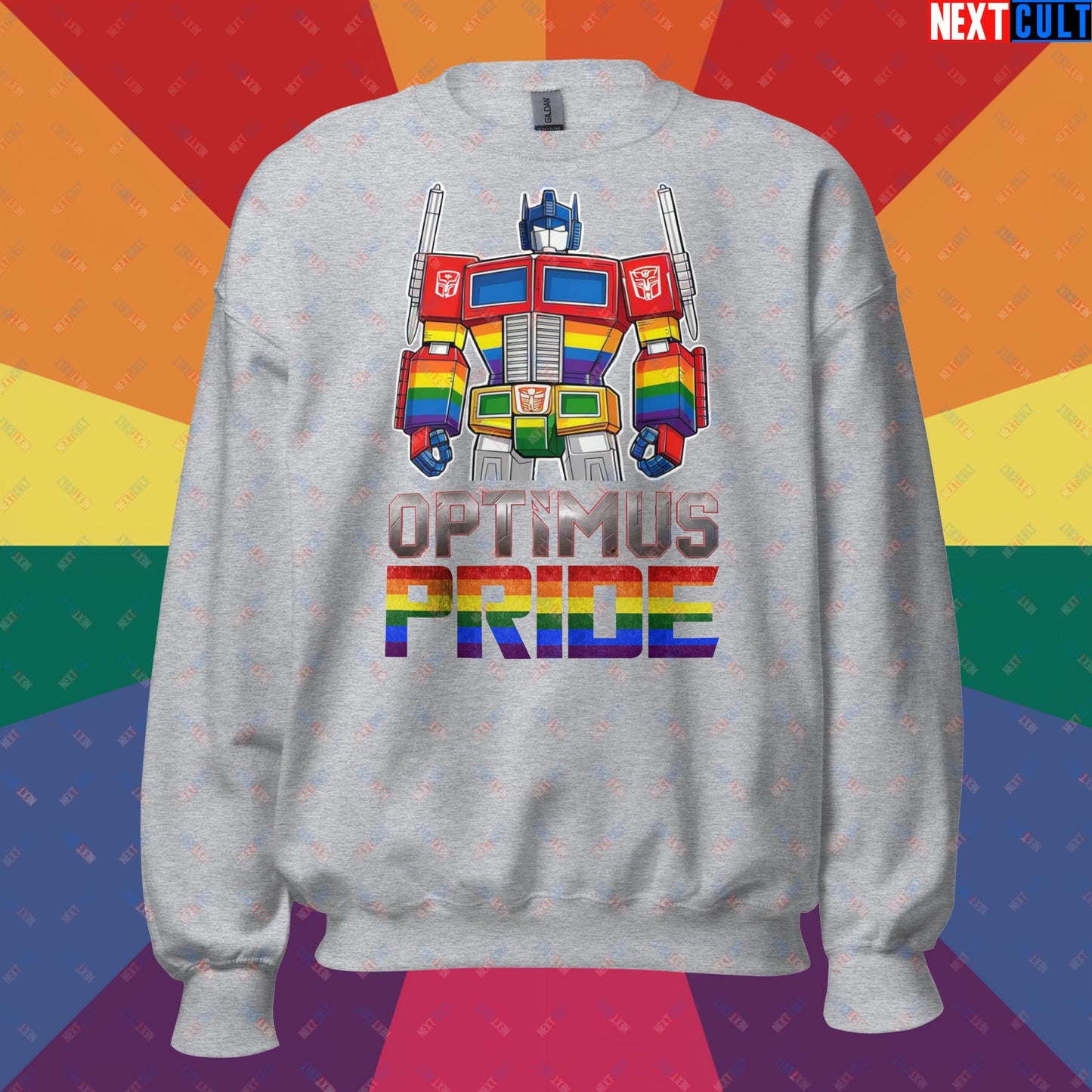 Optimus Pride Transformer Gay Pride Funny LGBTQ+ Unisex Sweatshirt Sport Grey Sweatshirts LGBTQ+ Movies Transformers Next Cult Brand