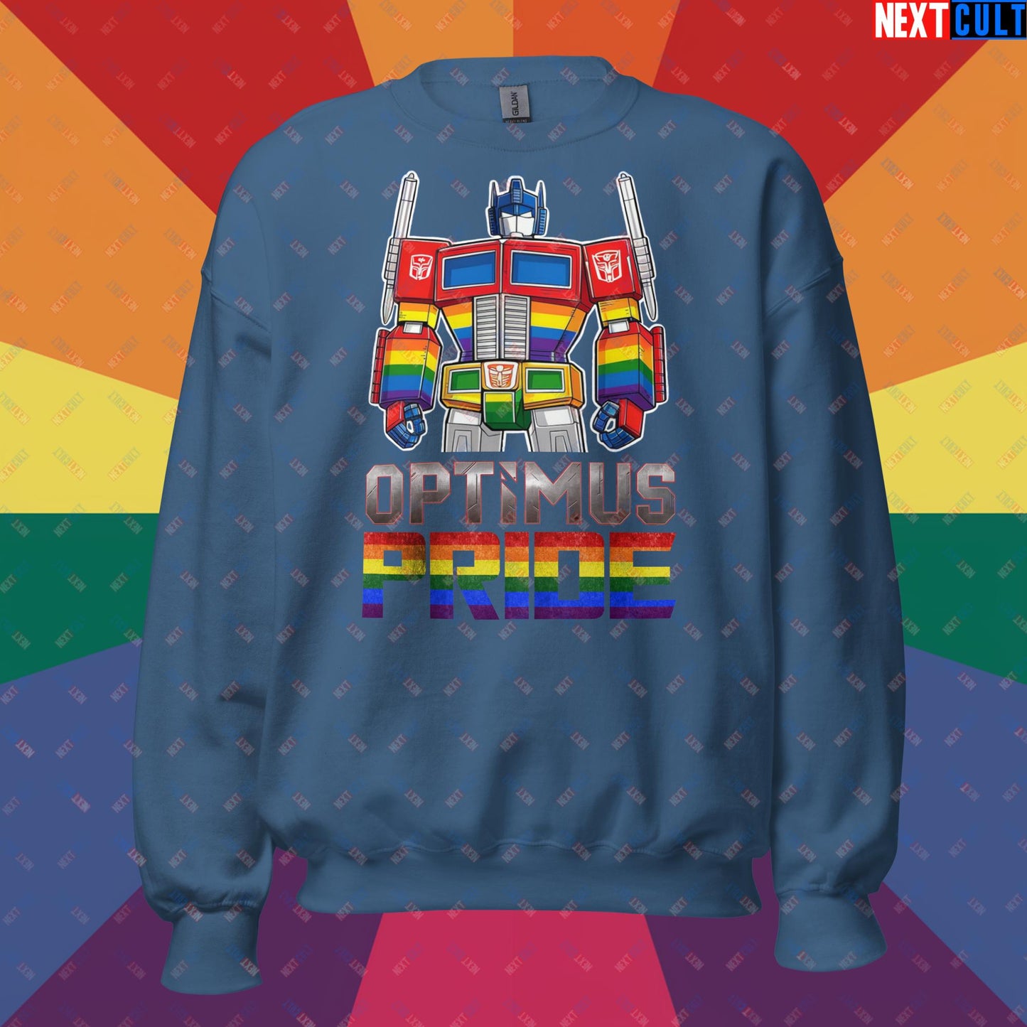 Optimus Pride Transformer Gay Pride Funny LGBTQ+ Unisex Sweatshirt Indigo Blue Sweatshirts LGBTQ+ Movies Transformers Next Cult Brand