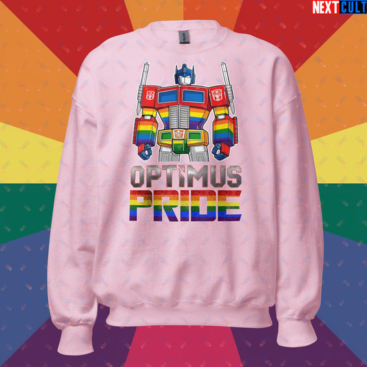 Optimus Pride Transformer Gay Pride Funny LGBTQ+ Unisex Sweatshirt Light Pink Sweatshirts LGBTQ+ Movies Transformers Next Cult Brand