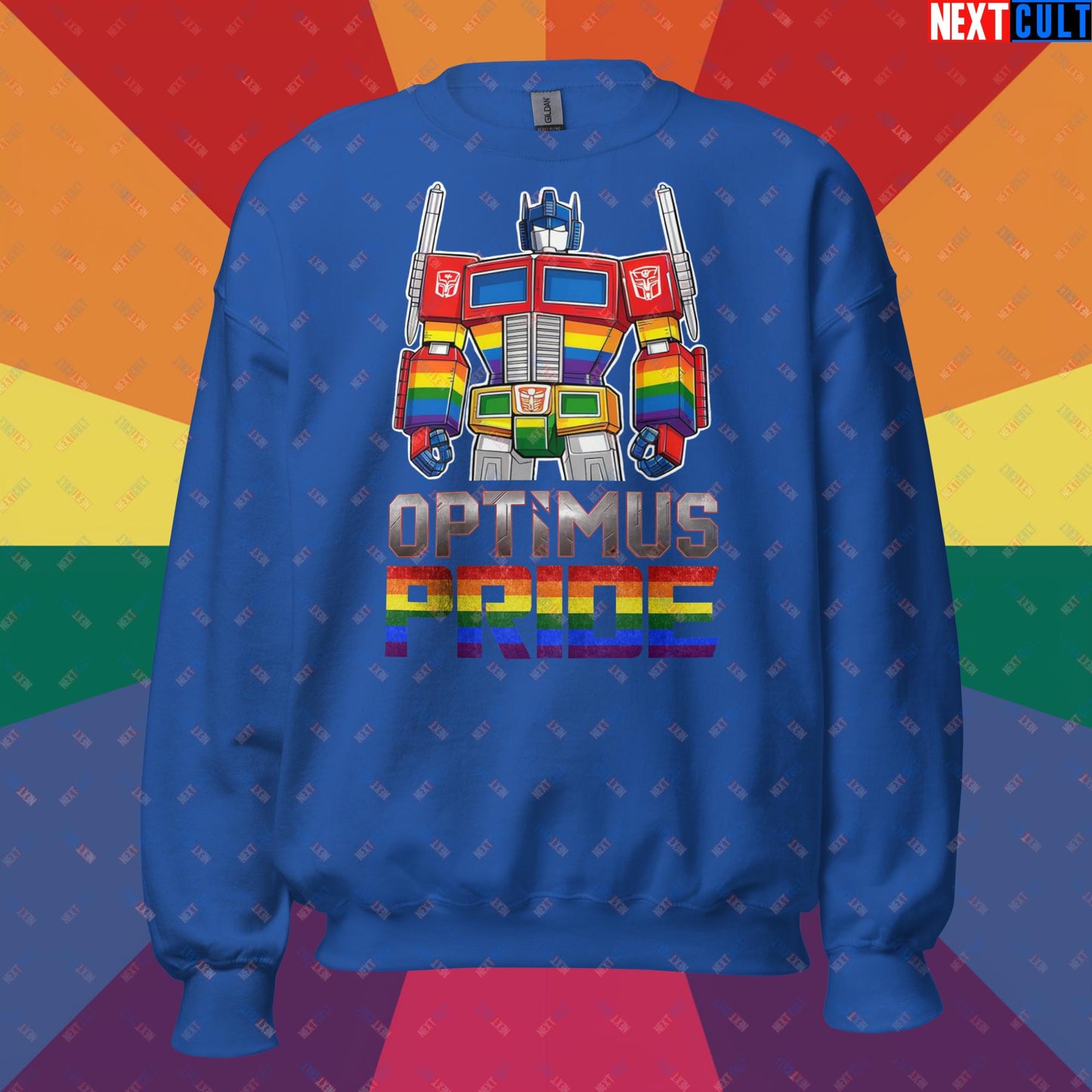 Optimus Pride Transformer Gay Pride Funny LGBTQ+ Unisex Sweatshirt Royal Sweatshirts LGBTQ+ Movies Transformers Next Cult Brand