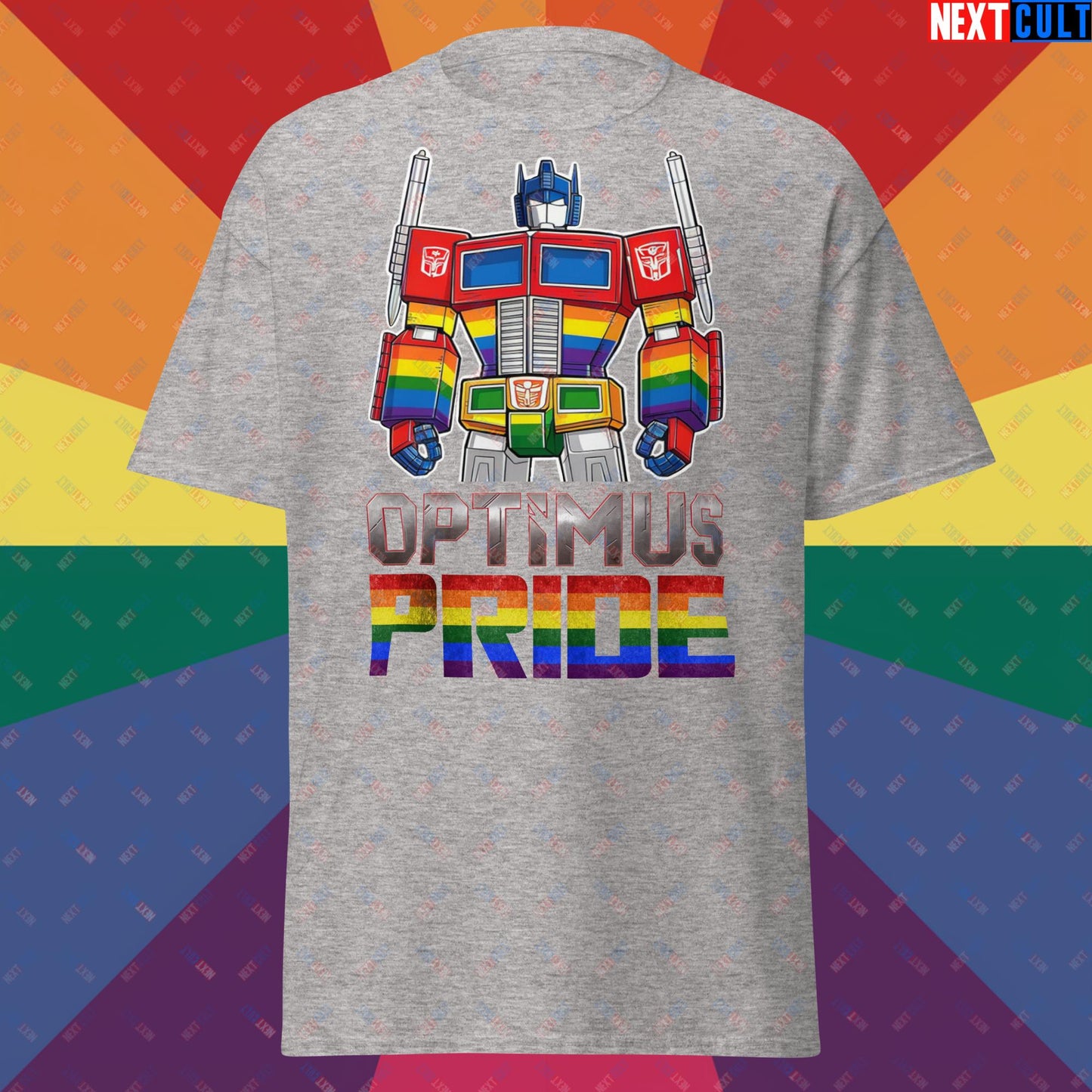 Optimus Pride Transformer Gay Pride Funny LGBTQ+ Unisex tee Sport Grey T-shirts LGBTQ+ Movies Transformers Next Cult Brand