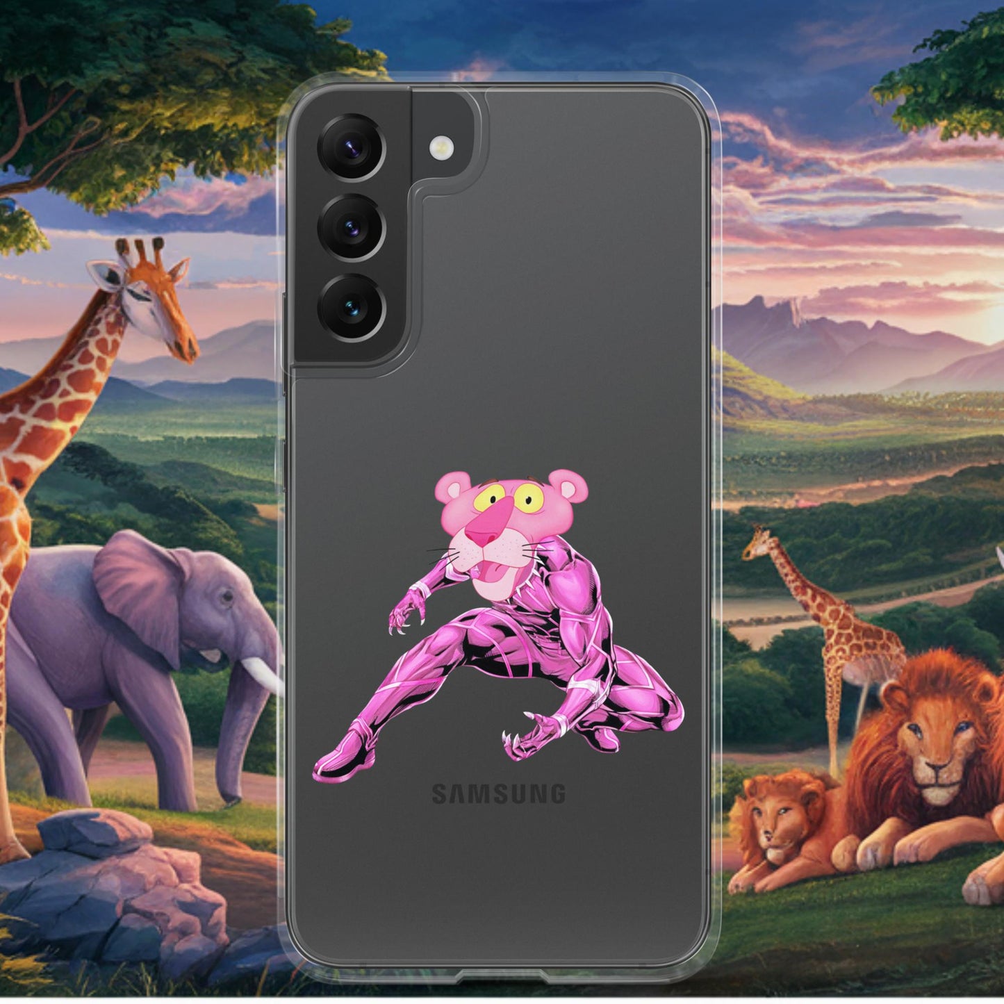Pink Panther x Black Panther Clear Case for Samsung Samsung Galaxy S22 Plus Mobile Phone Cases Black Panther Movies Pink Panther Superheroes TV Shows Next Cult Brand