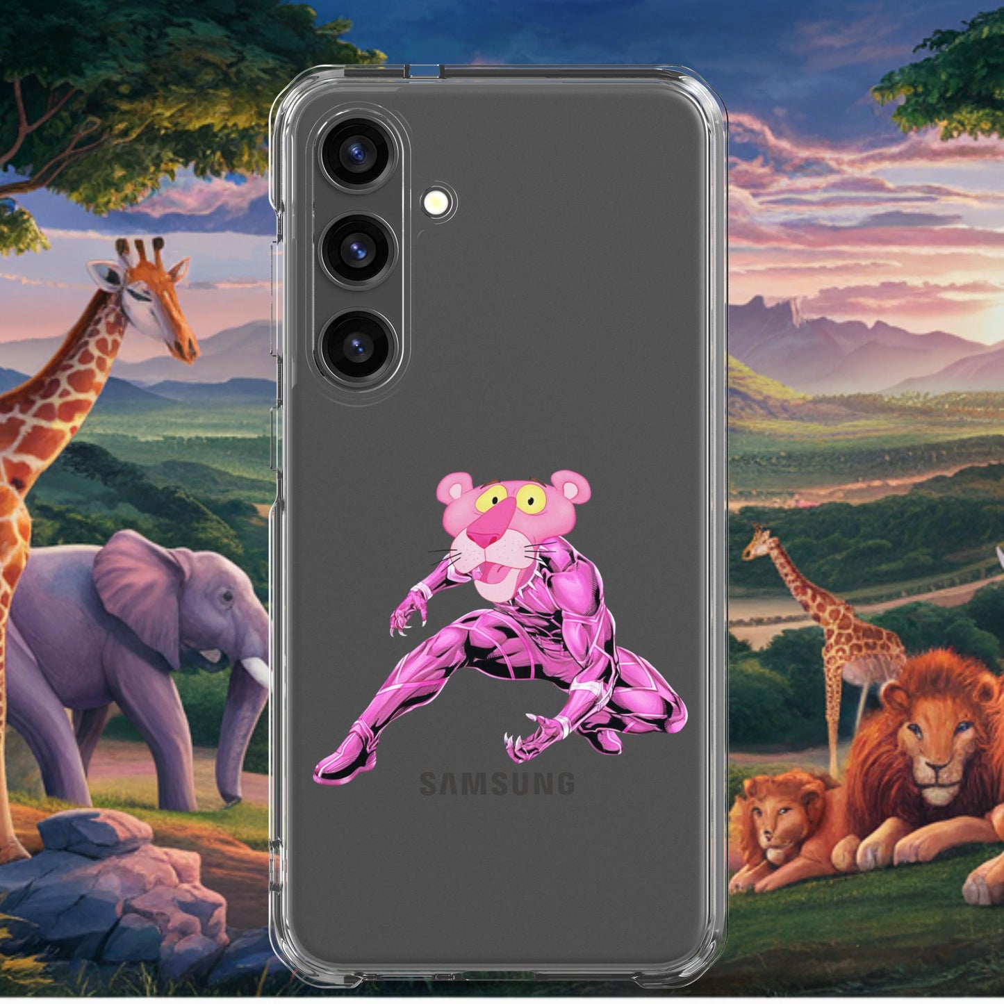 Pink Panther x Black Panther Clear Case for Samsung Samsung Galaxy S24 Plus Mobile Phone Cases Black Panther Movies Pink Panther Superheroes TV Shows Next Cult Brand