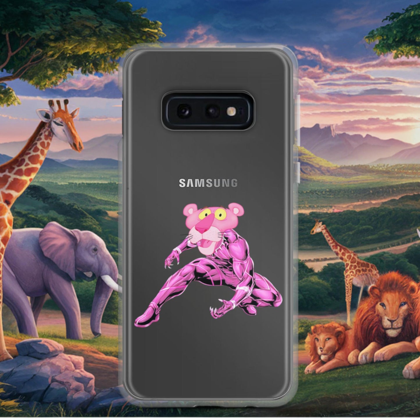 Pink Panther x Black Panther Clear Case for Samsung Samsung Galaxy S10e Mobile Phone Cases Black Panther Movies Pink Panther Superheroes TV Shows Next Cult Brand