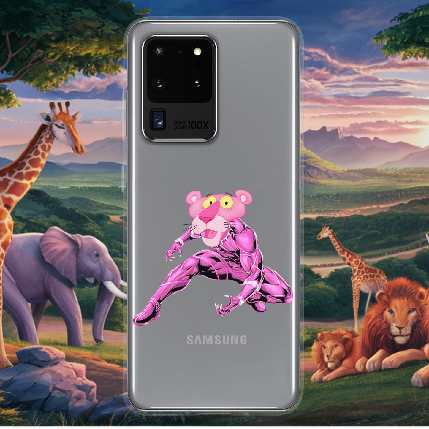 Pink Panther x Black Panther Clear Case for Samsung Samsung Galaxy S20 Ultra Mobile Phone Cases Black Panther Movies Pink Panther Superheroes TV Shows Next Cult Brand