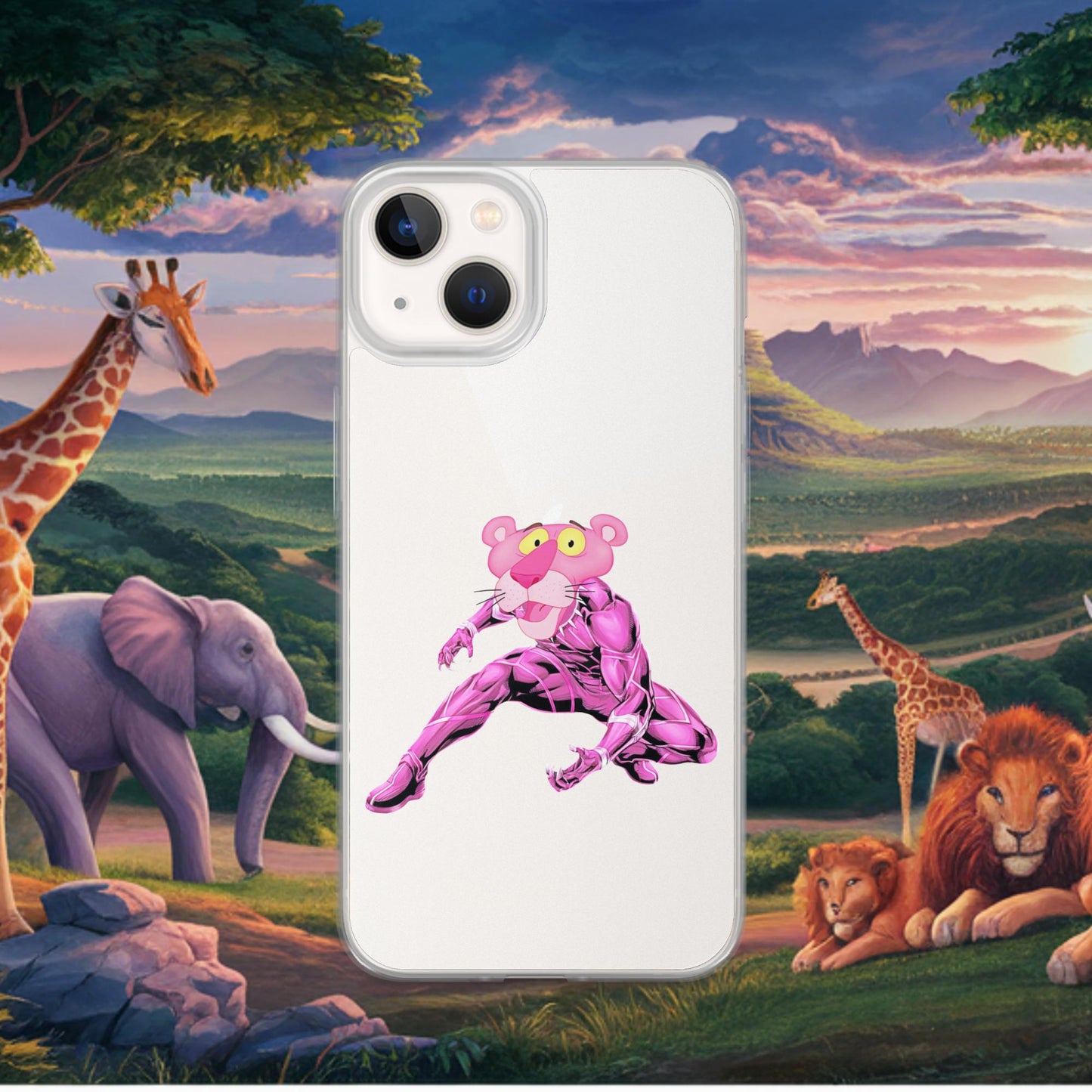 Pink Panther x Black Panther Clear Case for iPhone iPhone 13 Mobile Phone Cases Black Panther Movies Pink Panther Superheroes TV Shows Next Cult Brand