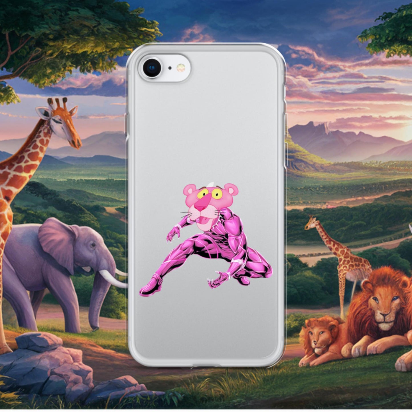 Pink Panther x Black Panther Clear Case for iPhone iPhone SE Mobile Phone Cases Black Panther Movies Pink Panther Superheroes TV Shows Next Cult Brand