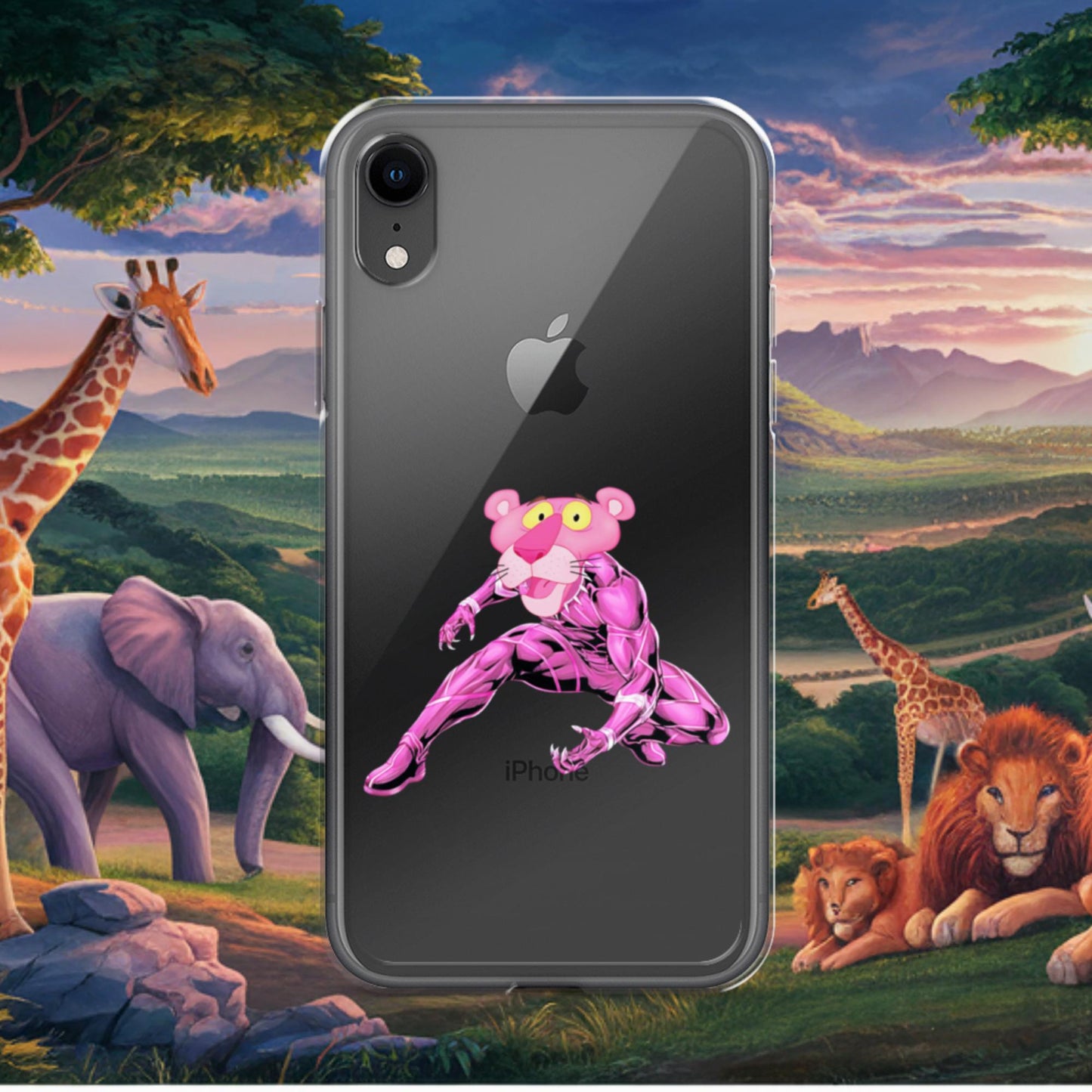 Pink Panther x Black Panther Clear Case for iPhone iPhone XR Mobile Phone Cases Black Panther Movies Pink Panther Superheroes TV Shows Next Cult Brand