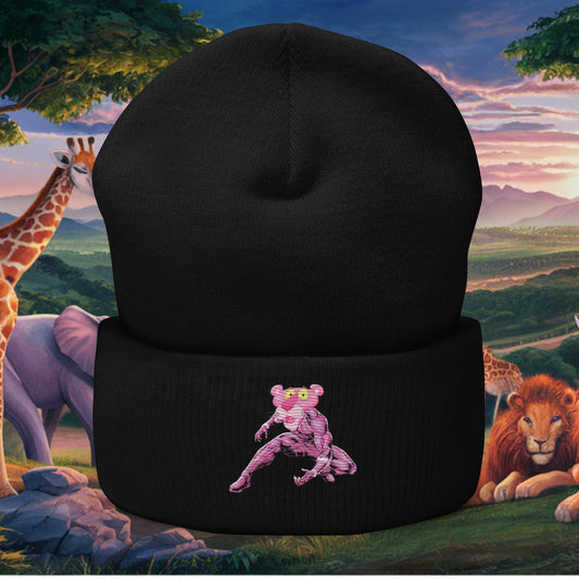 Pink Panther x Black Panther Cuffed Beanie Black Hats Avengers Black Panther Movies Pink Panther Superheroes TV Shows Next Cult Brand