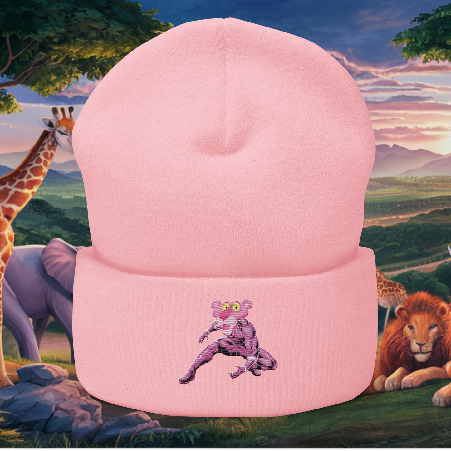 Pink Panther x Black Panther Cuffed Beanie Baby Pink Hats Black Panther Movies Pink Panther Superheroes TV Shows Next Cult Brand