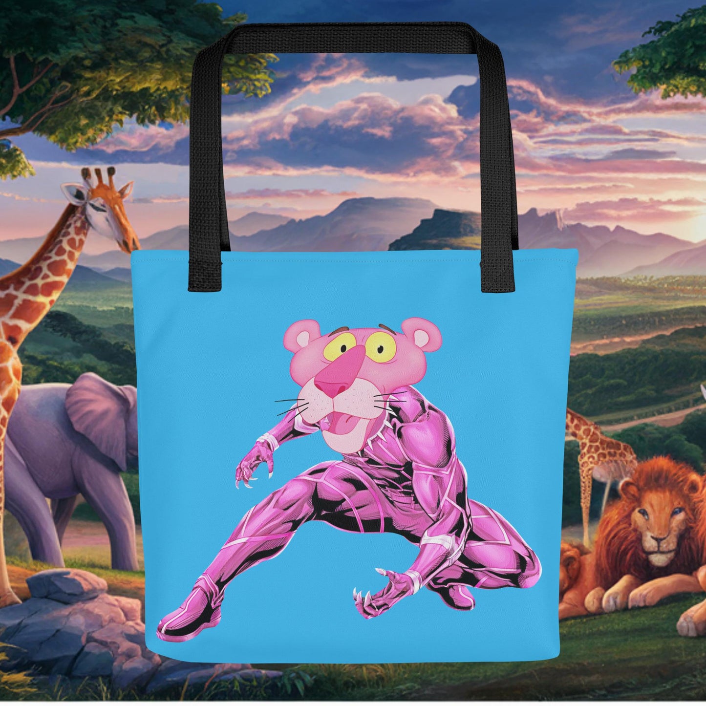 Pink Panther x Black Panther Tote bag Default Title Bags Black Panther Movies Pink Panther Superheroes TV Shows Next Cult Brand