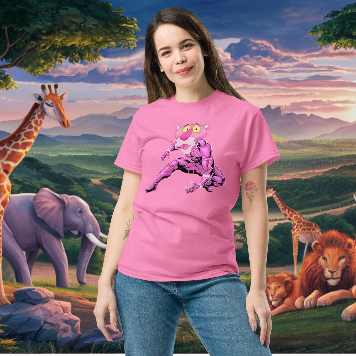 Pink Panther x Black Panther tee Azalea T-shirts Black Panther Movies Pink Panther Superheroes TV Shows Next Cult Brand