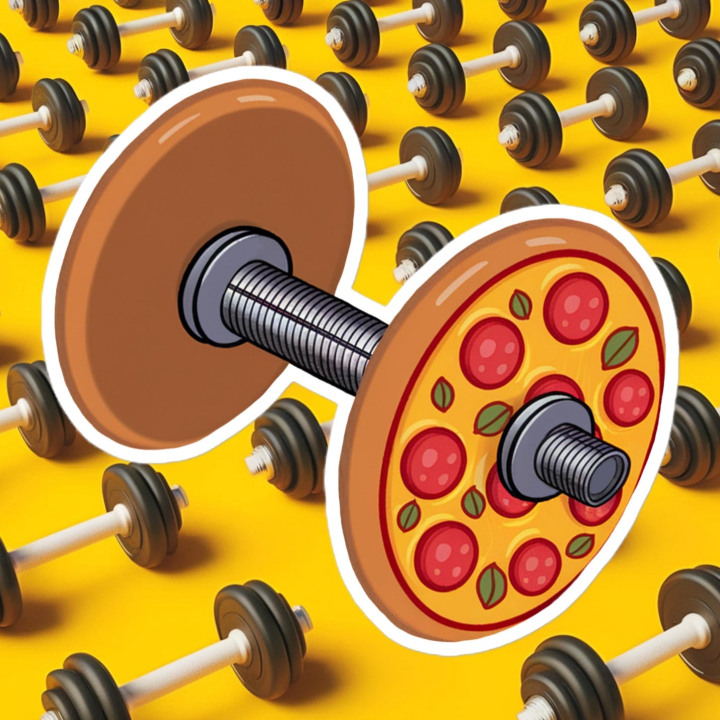 Pizza Dumbbell Barbell Funny Bulk Diet Gym Workout Fitness Weight Lifting Bodybuilding Bubble-free stickers 5.5″×5.5″ Stickers Bodybuilding Bulking Fast Food Fitness Gym Pizza Workout Next Cult Brand