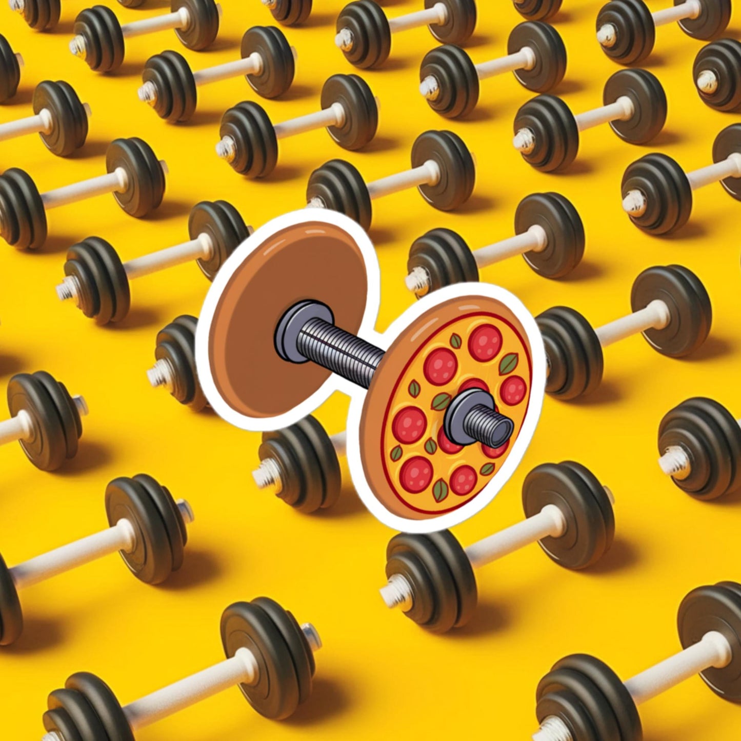 Pizza Dumbbell Barbell Funny Bulk Diet Gym Workout Fitness Weight Lifting Bodybuilding Bubble-free stickers 3″×3″ Stickers Bodybuilding Bulking Fast Food Fitness Gym Pizza Workout Next Cult Brand
