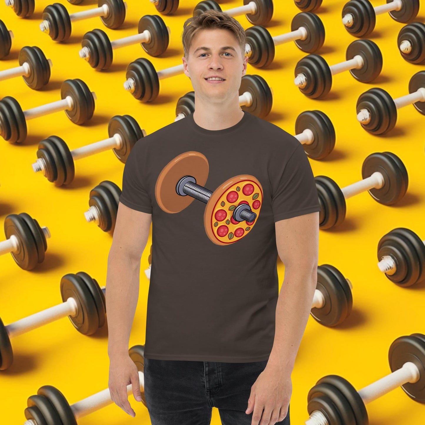 Pizza Dumbbell Barbell Funny Bulk Diet Gym Workout Fitness Weight Lifting Bodybuilding tee Dark Chocolate T-shirts Bodybuilding Bulking Fast Food Fitness Gym Pizza Pump Cover Workout Next Cult Brand