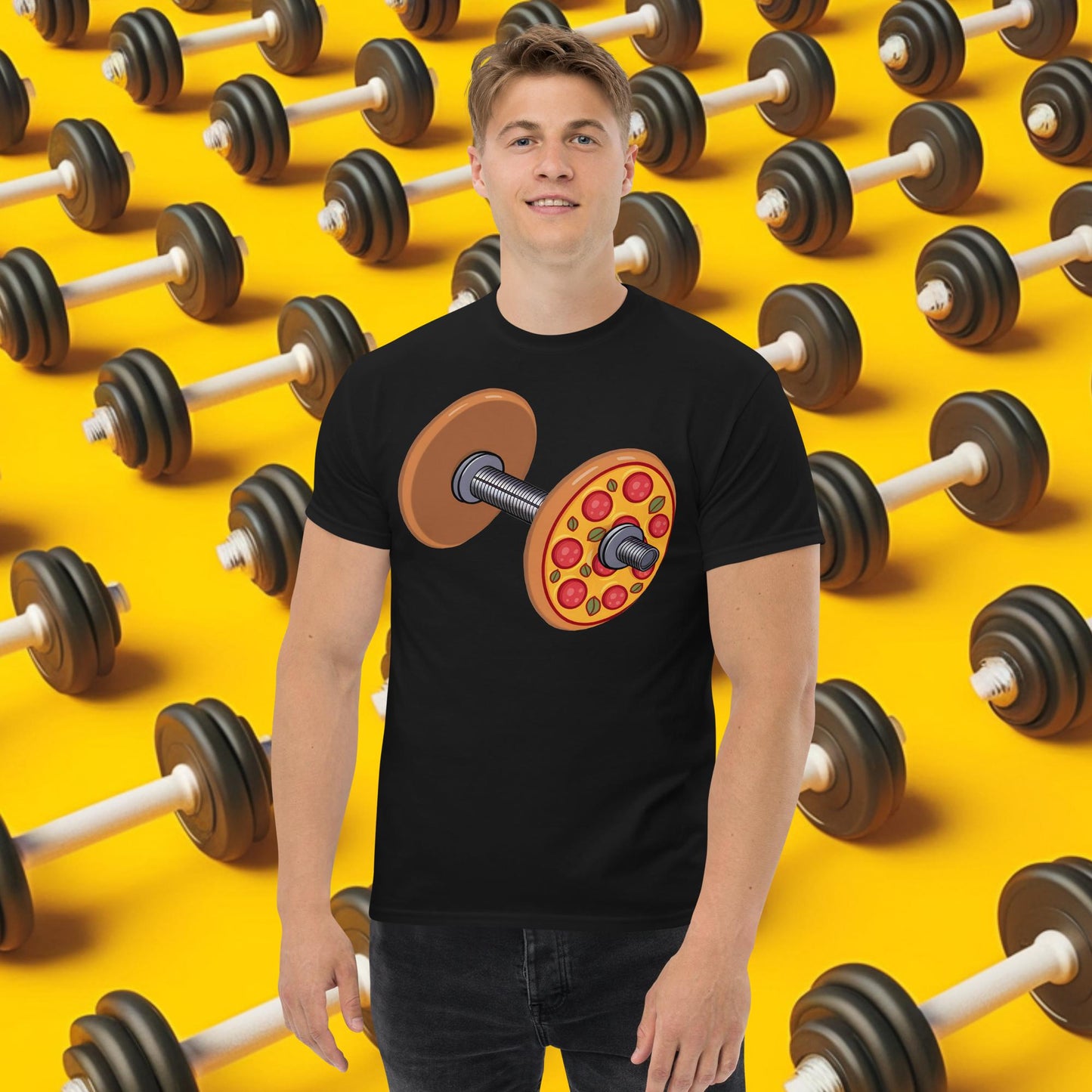 Pizza Dumbbell Barbell Funny Bulk Diet Gym Workout Fitness Weight Lifting Bodybuilding tee Black T-shirts Bodybuilding Bulking Fast Food Fitness Gym Pizza Pump Cover Workout Next Cult Brand