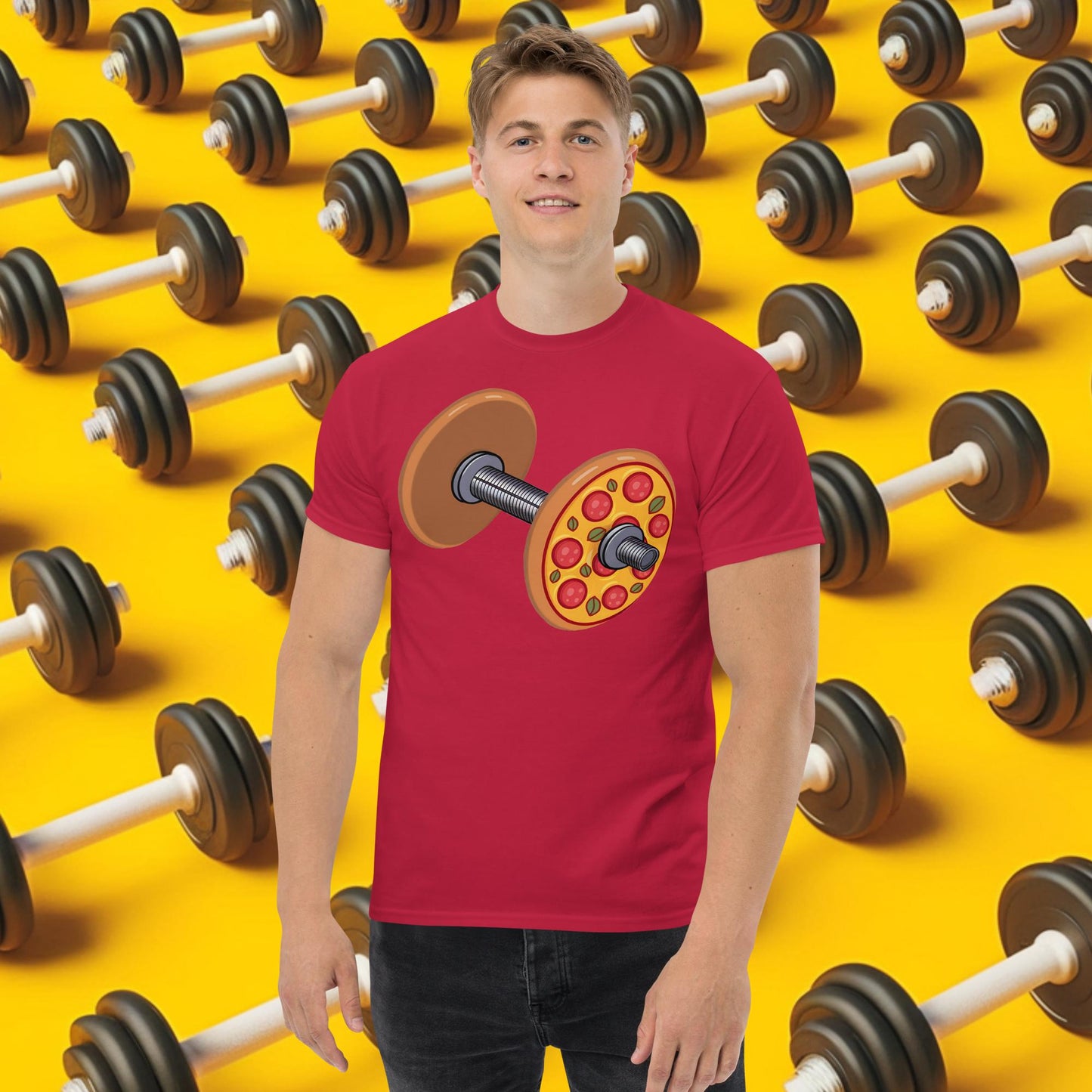 Pizza Dumbbell Barbell Funny Bulk Diet Gym Workout Fitness Weight Lifting Bodybuilding tee Cardinal T-shirts Bodybuilding Bulking Fast Food Fitness Gym Pizza Pump Cover Workout Next Cult Brand