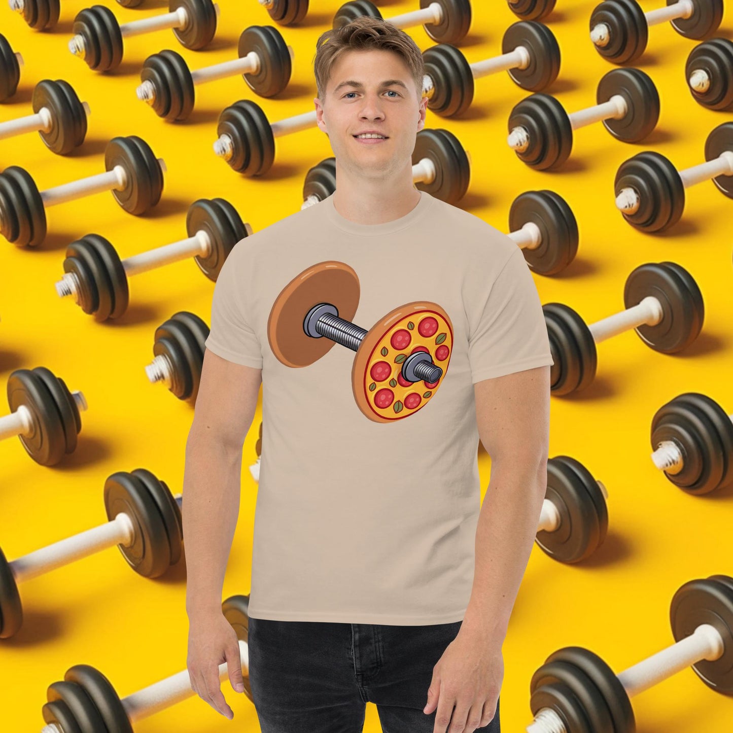 Pizza Dumbbell Barbell Funny Bulk Diet Gym Workout Fitness Weight Lifting Bodybuilding tee Sand T-shirts Bodybuilding Bulking Fast Food Fitness Gym Pizza Pump Cover Workout Next Cult Brand