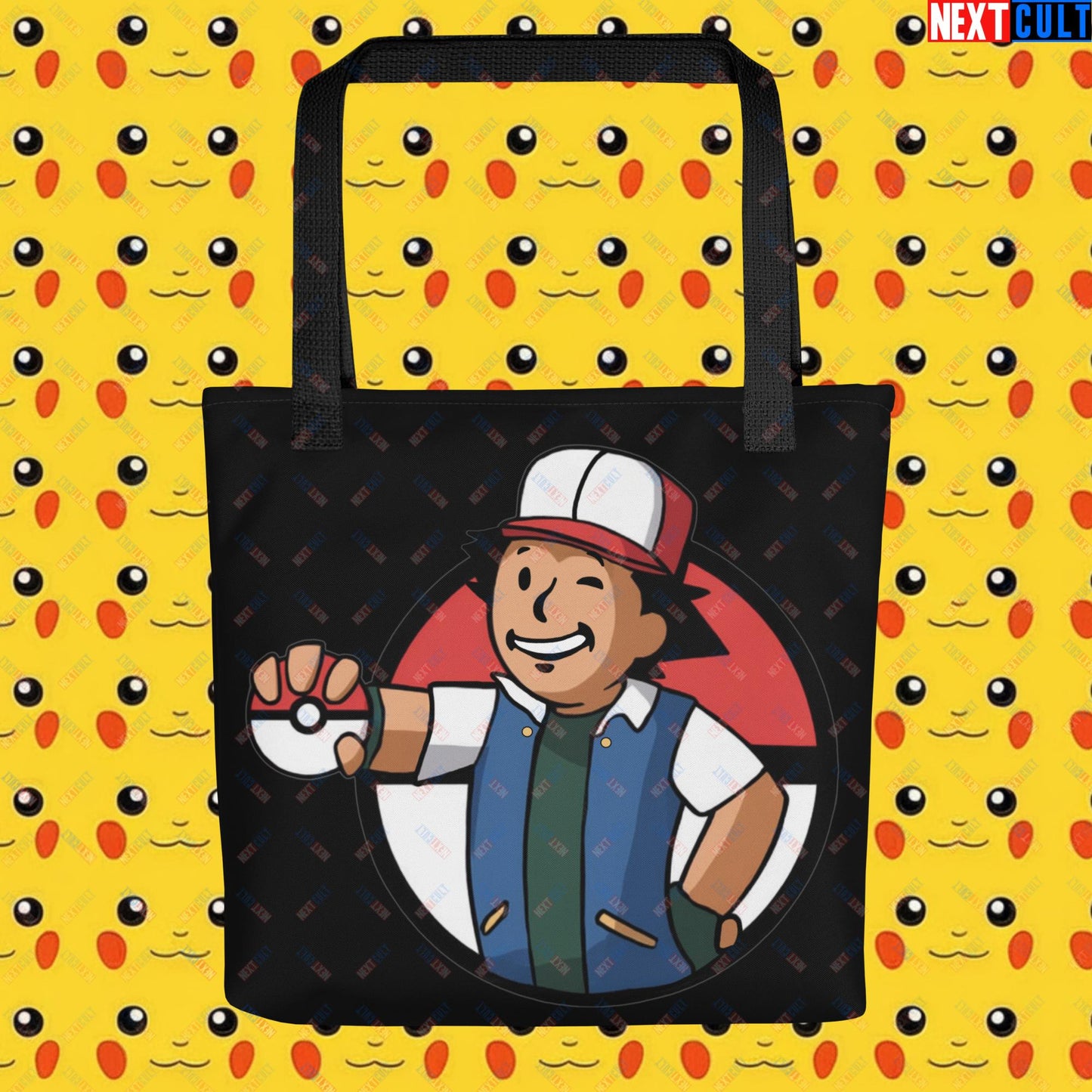 Pokemon Vault Boy Fallout Funny Meme Cartoon Mashup Tote bag Default Title Bags Fallout Pokemon TV Shows Vault Boy Next Cult Brand