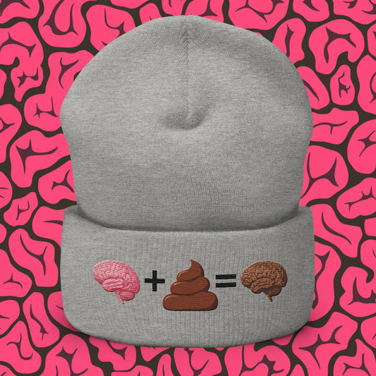 Poo for Brains Funny Math Equation Cuffed Beanie Heather Grey Hats Brains Life Math Next Cult Brand
