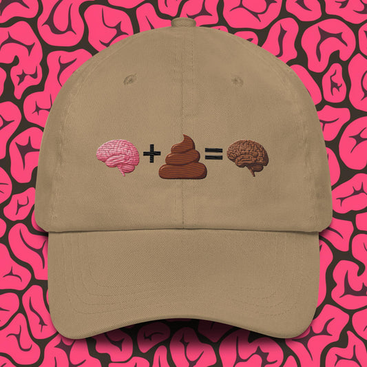 Poo for Brains Funny Math Equation Dad hat Khaki Hats Brains Life Math Next Cult Brand