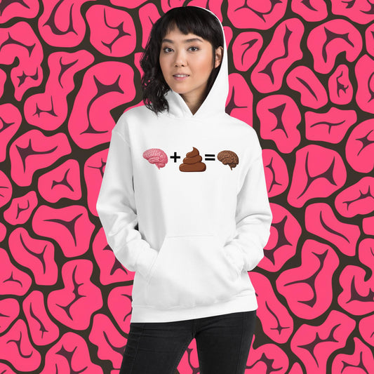 Poo for Brains Funny Math Equation Unisex Hoodie White Hoodies Brains Life Math Next Cult Brand