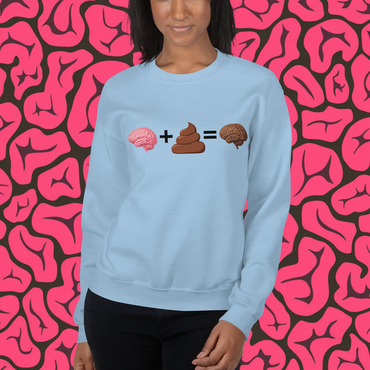 Poo for Brains Funny Math Equation Unisex Sweatshirt Light Blue Sweatshirts Brains Life Math Next Cult Brand