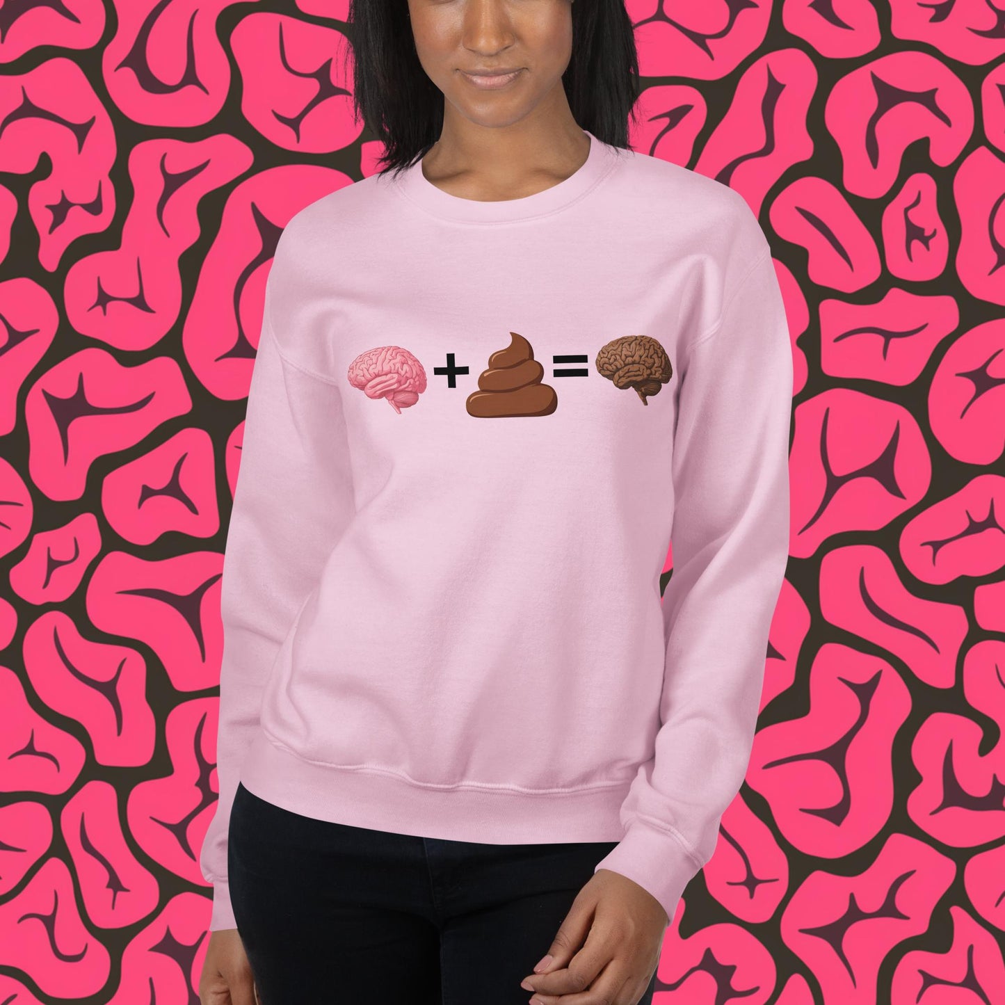 Poo for Brains Funny Math Equation Unisex Sweatshirt Light Pink Sweatshirts Brains Life Math Next Cult Brand