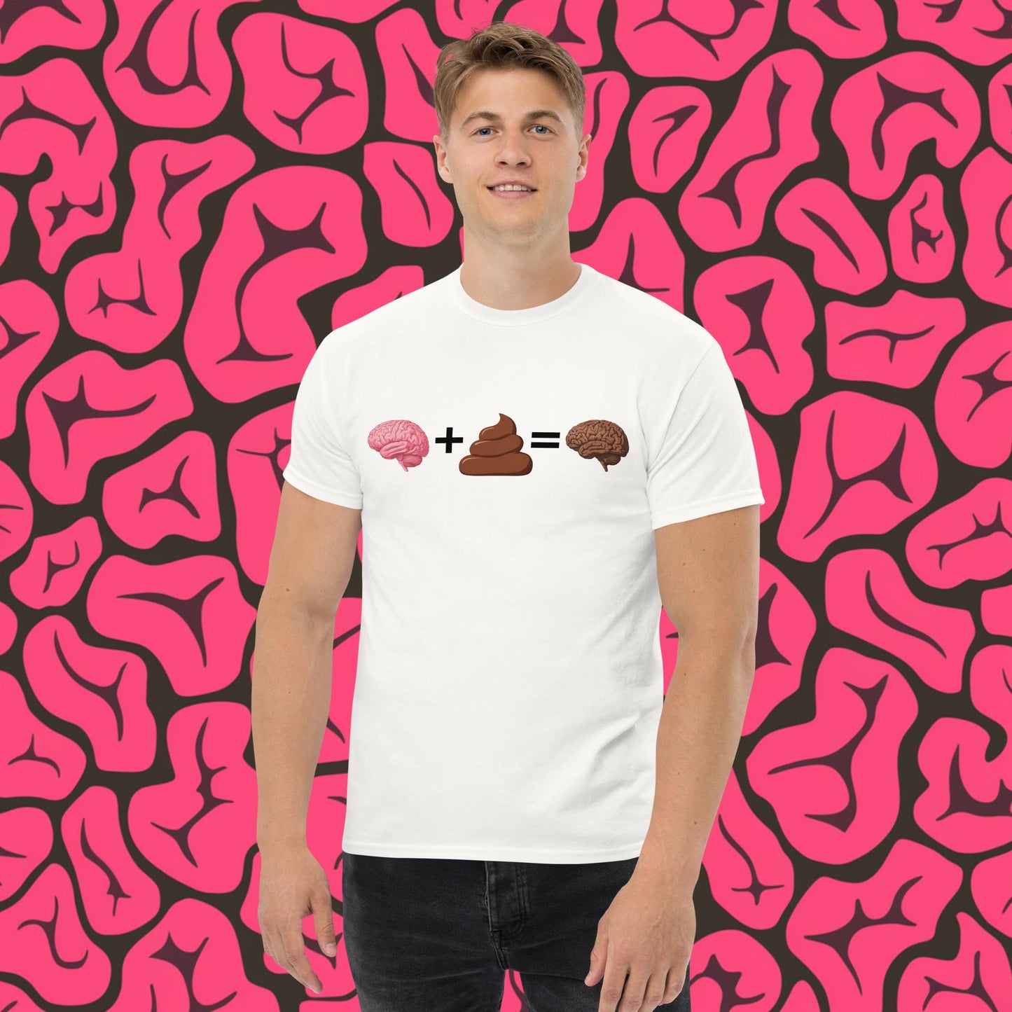 Poo for Brains Funny Math Equation Unisex tee White T-shirts Brains Life Math Next Cult Brand