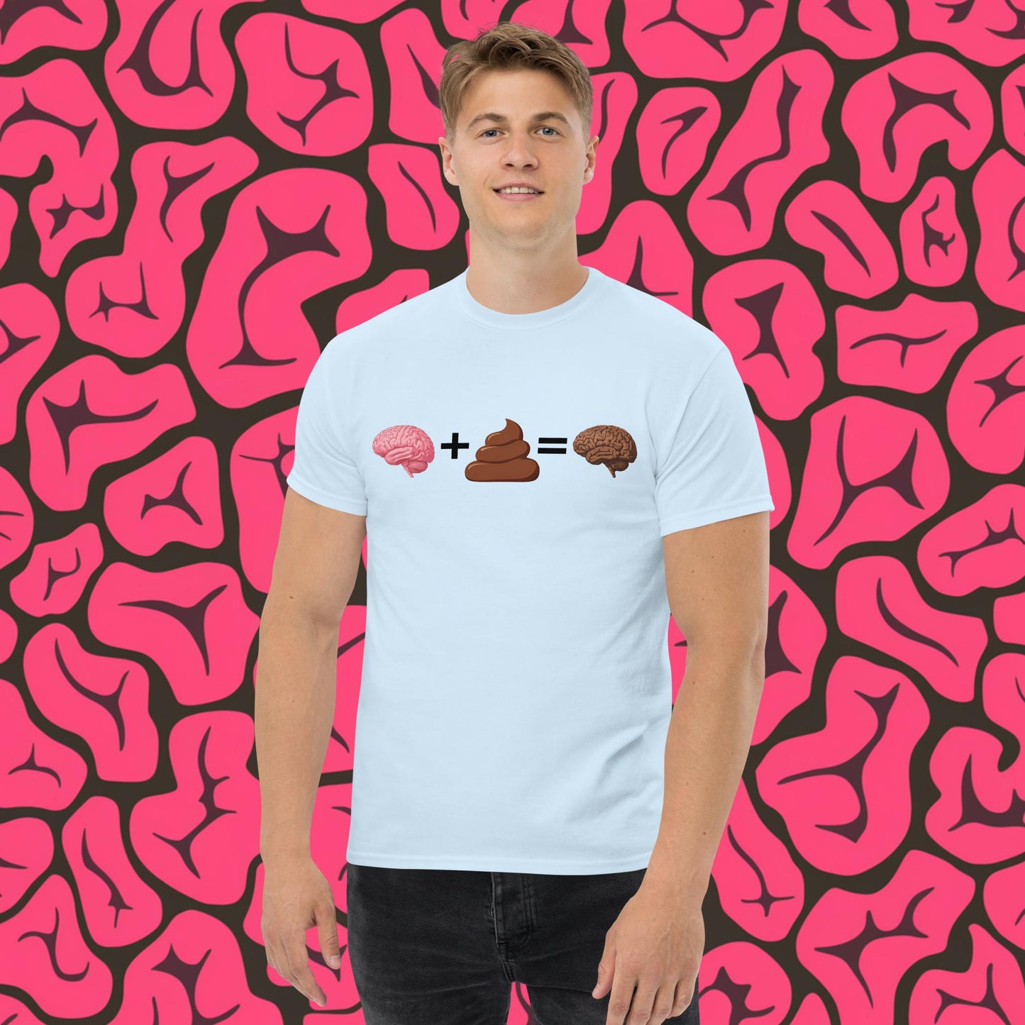 Poo for Brains Funny Math Equation Unisex tee Light Blue T-shirts Brains Life Math Next Cult Brand
