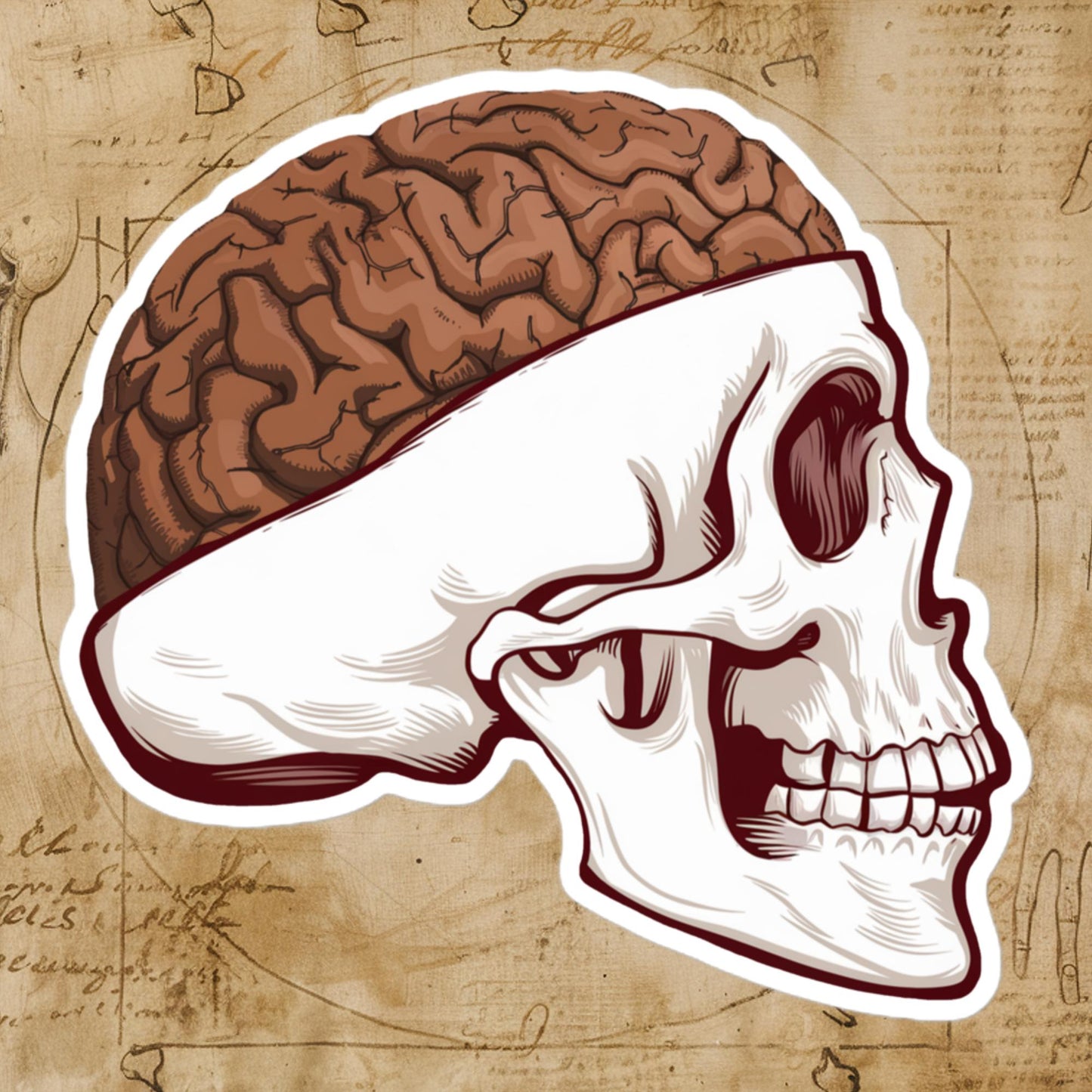 Poop Brain Anatomy Funny Leonardo da Vinci Drawing Bubble-free stickers 5.5″×5.5″ Stickers Brains Feelings Leonardo da Vinci Life Next Cult Brand