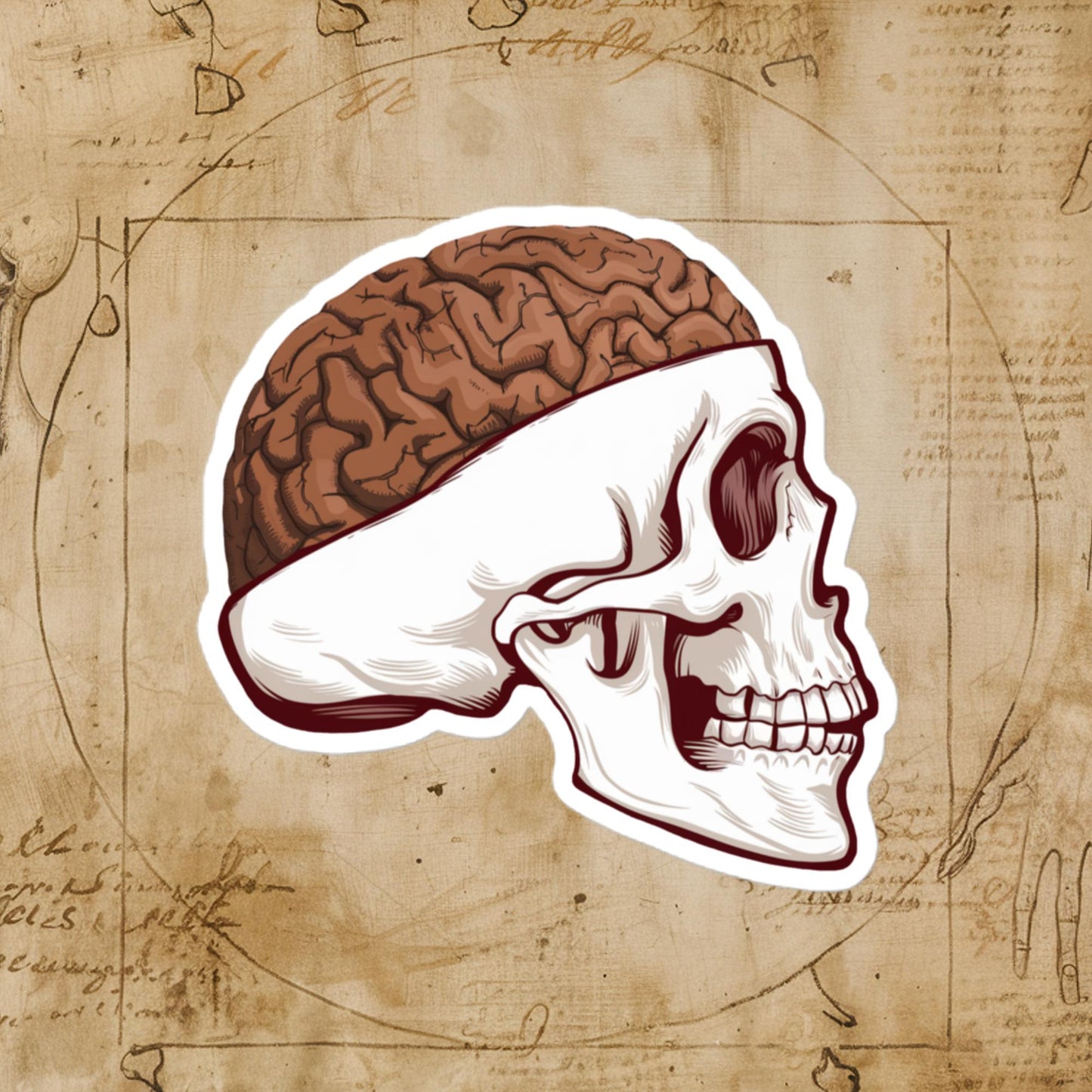 Poop Brain Anatomy Funny Leonardo da Vinci Drawing Bubble-free stickers 4″×4″ Stickers Brains Feelings Leonardo da Vinci Life Next Cult Brand