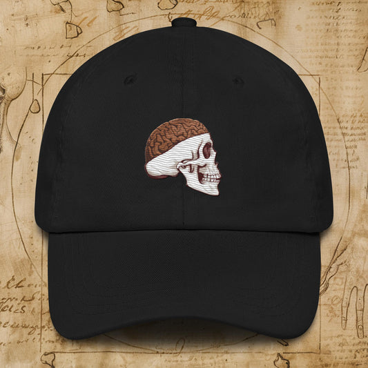 Poop Brain Anatomy Funny Leonardo da Vinci Drawing Dad hat Black Hats Brains Feelings Leonardo da Vinci Life Next Cult Brand