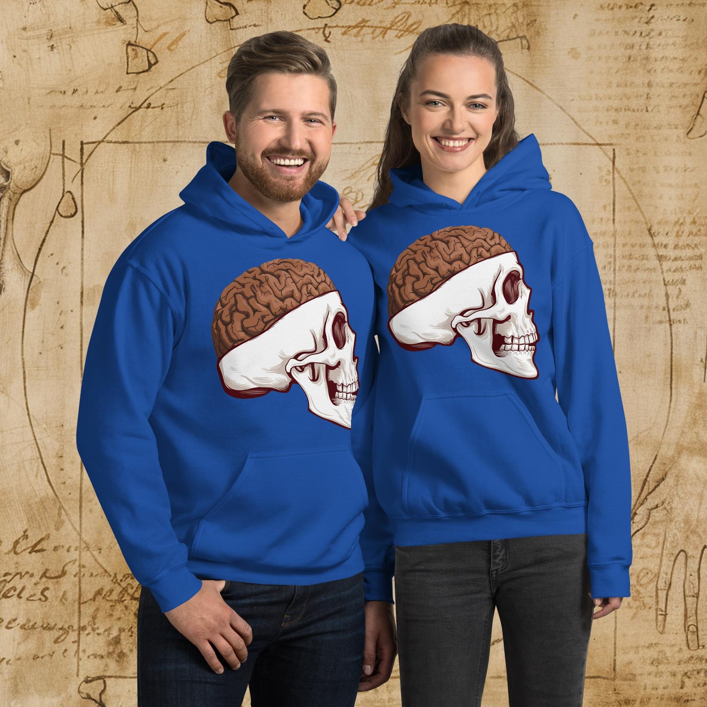 Poop Brain Anatomy Funny Leonardo da Vinci Drawing Unisex Hoodie Royal Hoodies Brains Feelings Leonardo da Vinci Life Next Cult Brand