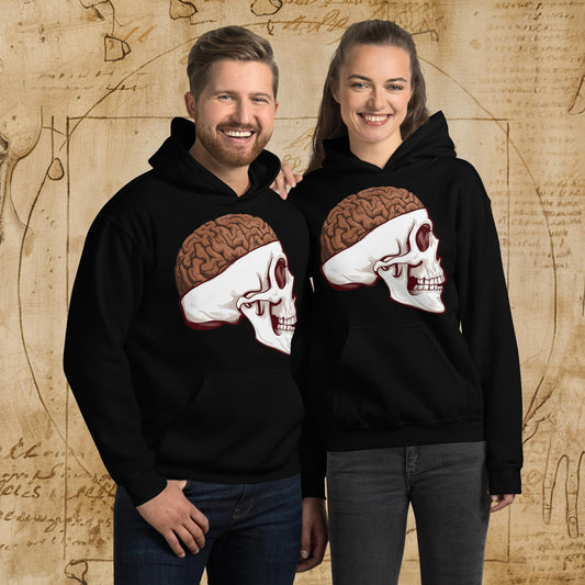 Poop Brain Anatomy Funny Leonardo da Vinci Drawing Unisex Hoodie Black Hoodies Brains Feelings Leonardo da Vinci Life Next Cult Brand